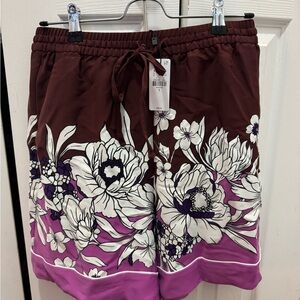 Express Women's Athletic Shorts - Purple and Brown Floral
